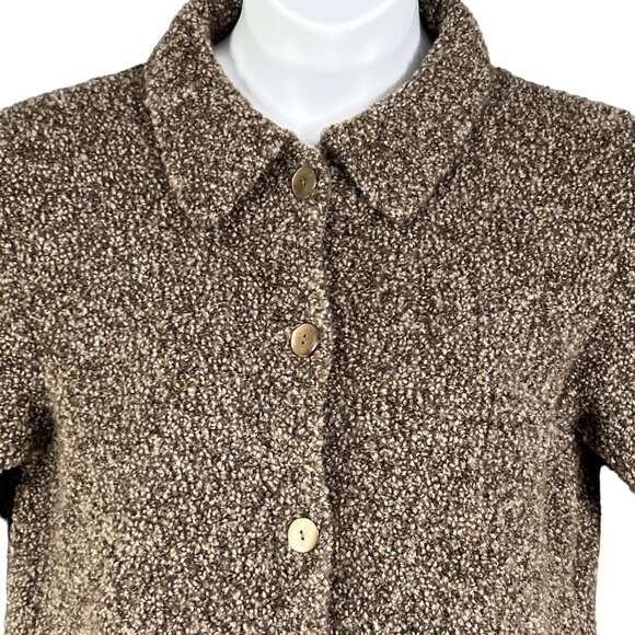 Talbots Womens M Wool Cardigan Made In Italy Marled Brown Grandmacore Timeless - Picture 8 of 16